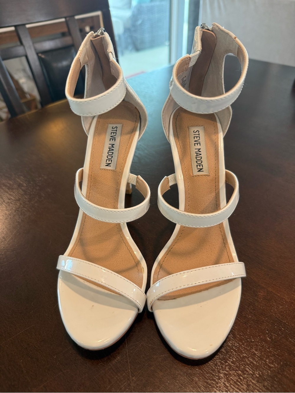 Steve Madden White Patent Feelya Heels